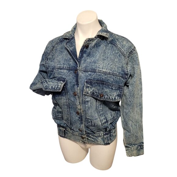 Vintage Belma Distressed 80s Denim Jacket Size Small Blue Retro Acid Wash - Picture 4 of 9
